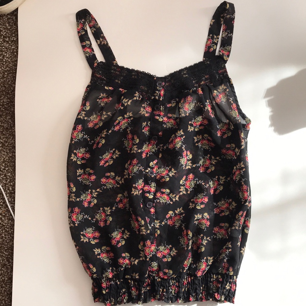 See through floral tank